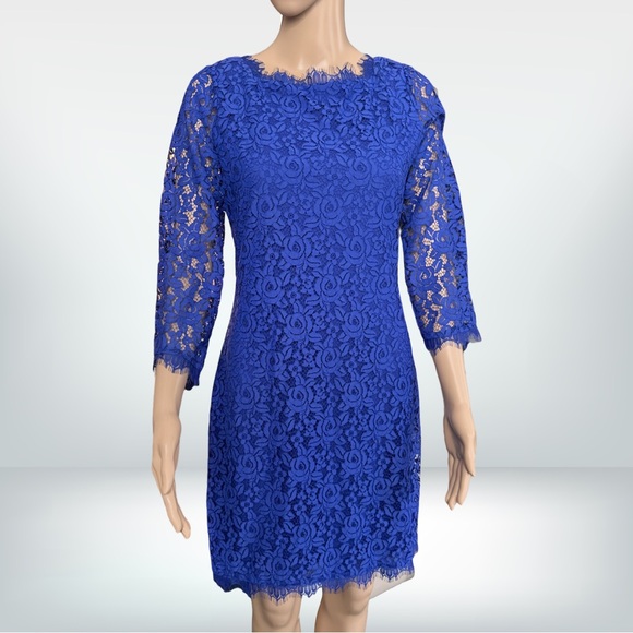 Diane Von Furstenberg Royal Blue Lace Mini Dress 6 - Picture 2 of 10
